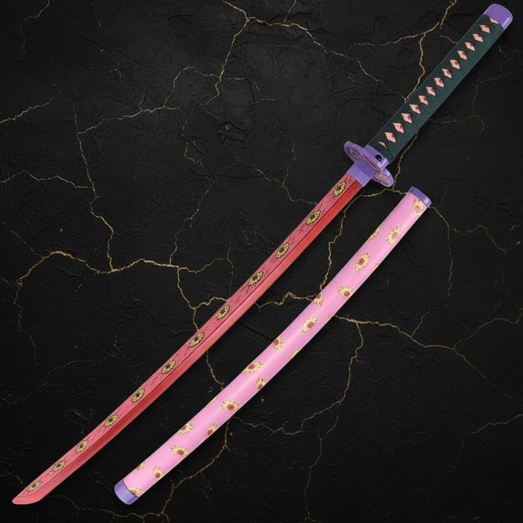 Glowing Pink Anime Katana Metal Prop LED Demon Slayer Weapon Replica - 3