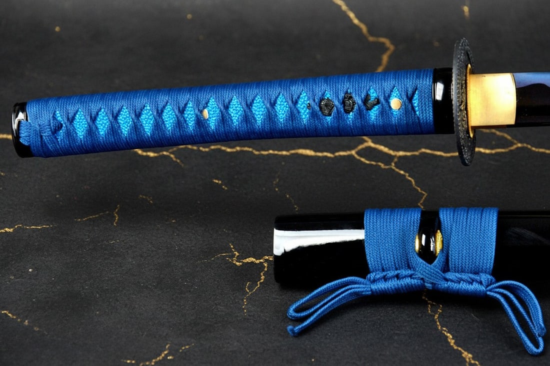 1095 Carbon Steel Japanese Samurai Katana Hand-Forged Full Tang Blue Blade - 4