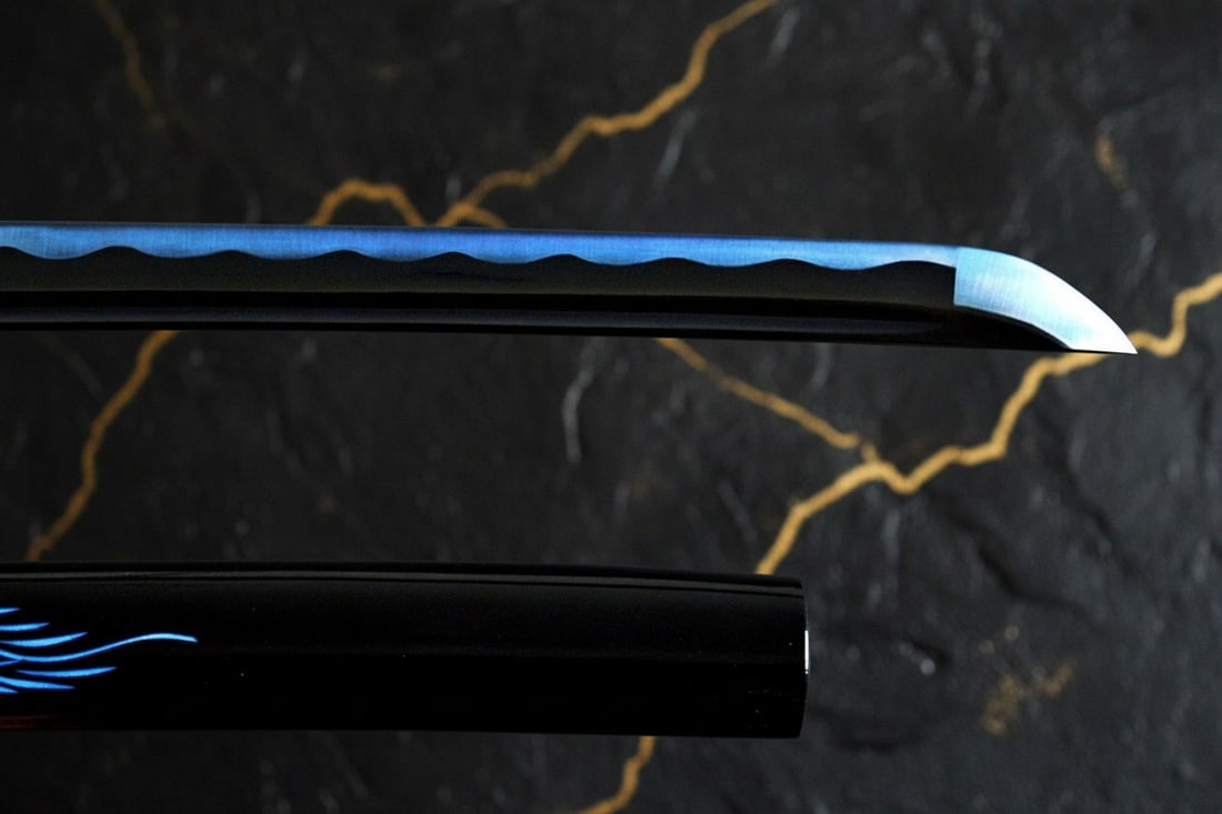 1095 Carbon Steel Japanese Samurai Katana Hand-Forged Full Tang Blue Blade - 5