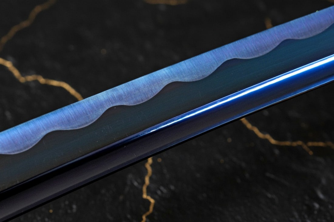 1095 Carbon Steel Japanese Samurai Katana Hand-Forged Full Tang Blue Blade - 9