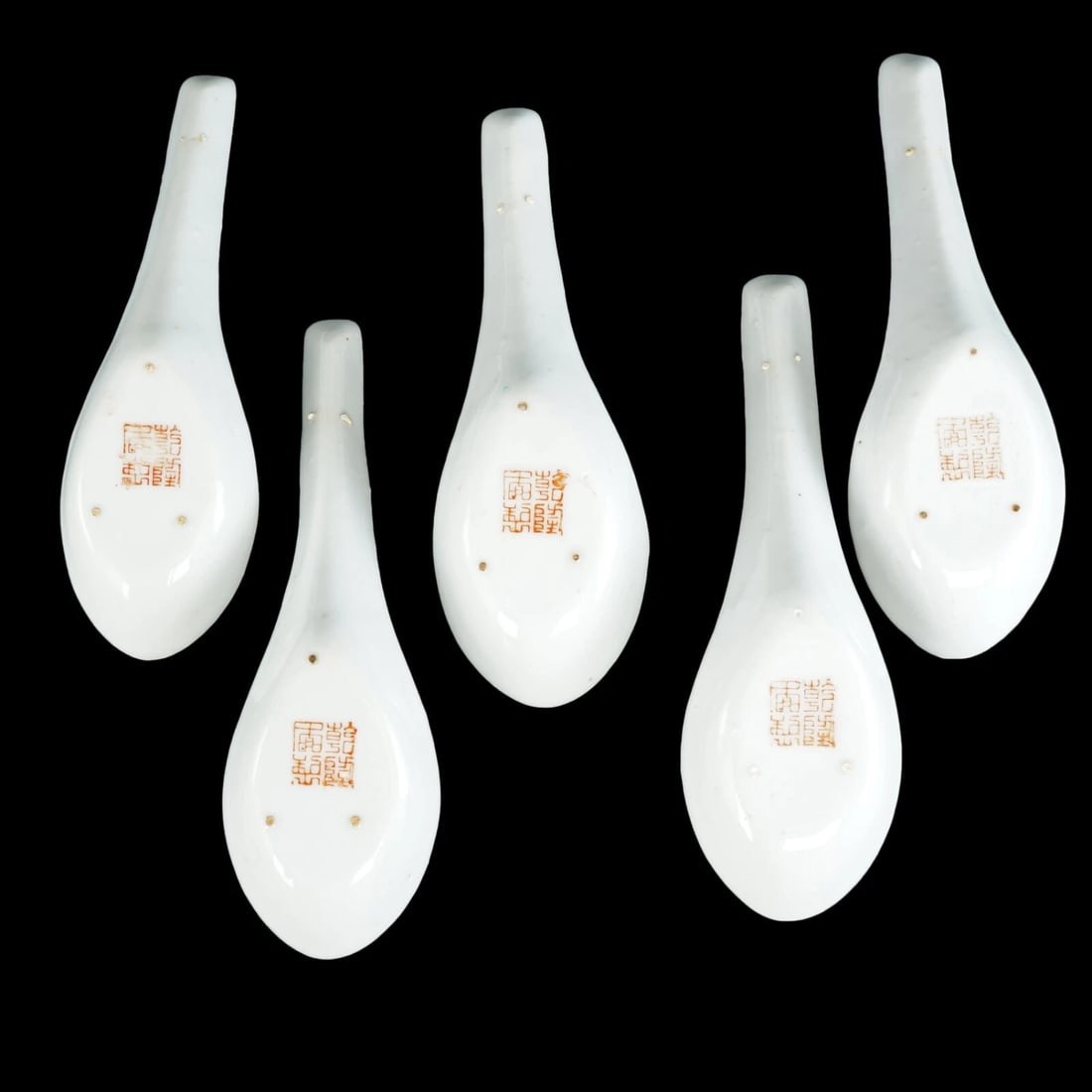 Chinese Republic Polychrome Spoons Set of 5 - 2