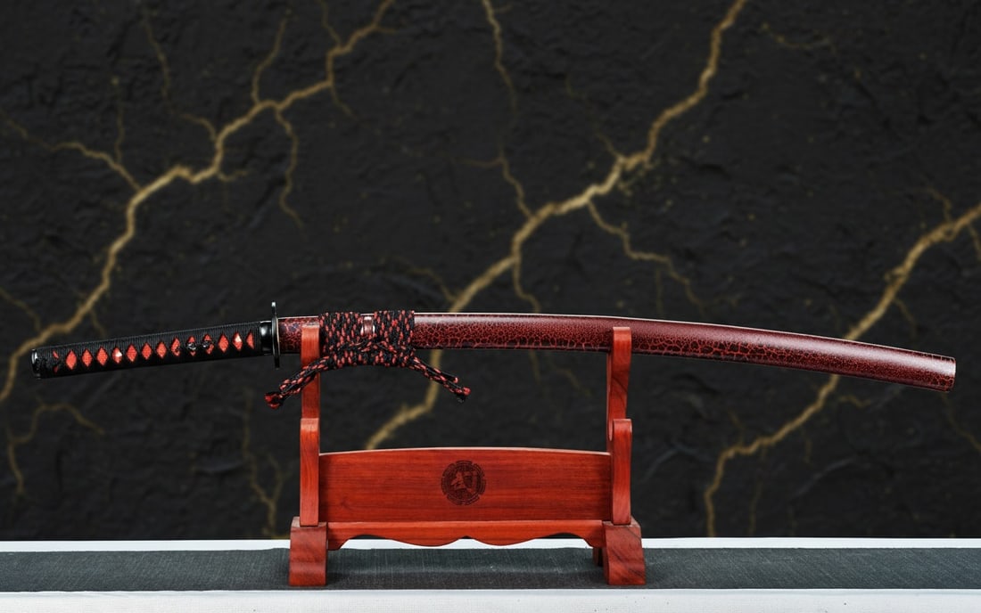 Hand-Forged Damascus 1095 Steel Samurai Katana Sharp Red and Blue Blade - 3