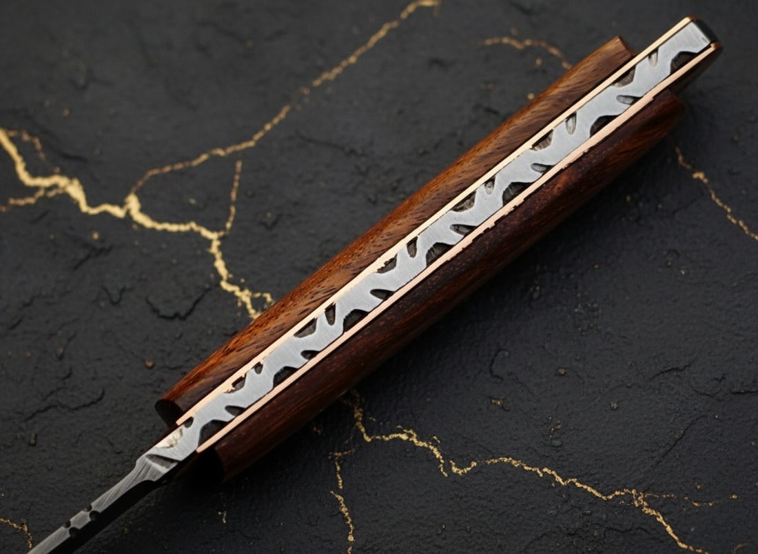 Handmade Damascus Steel Tanto Hunting Knife Cocobolo Wood Handle 1095HC - 3