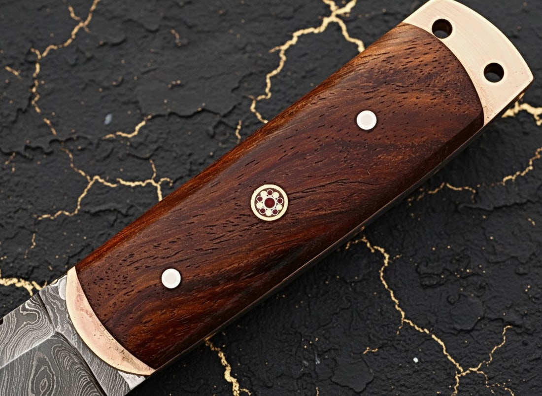 Handmade Damascus Steel Tanto Hunting Knife Cocobolo Wood Handle 1095HC - 4