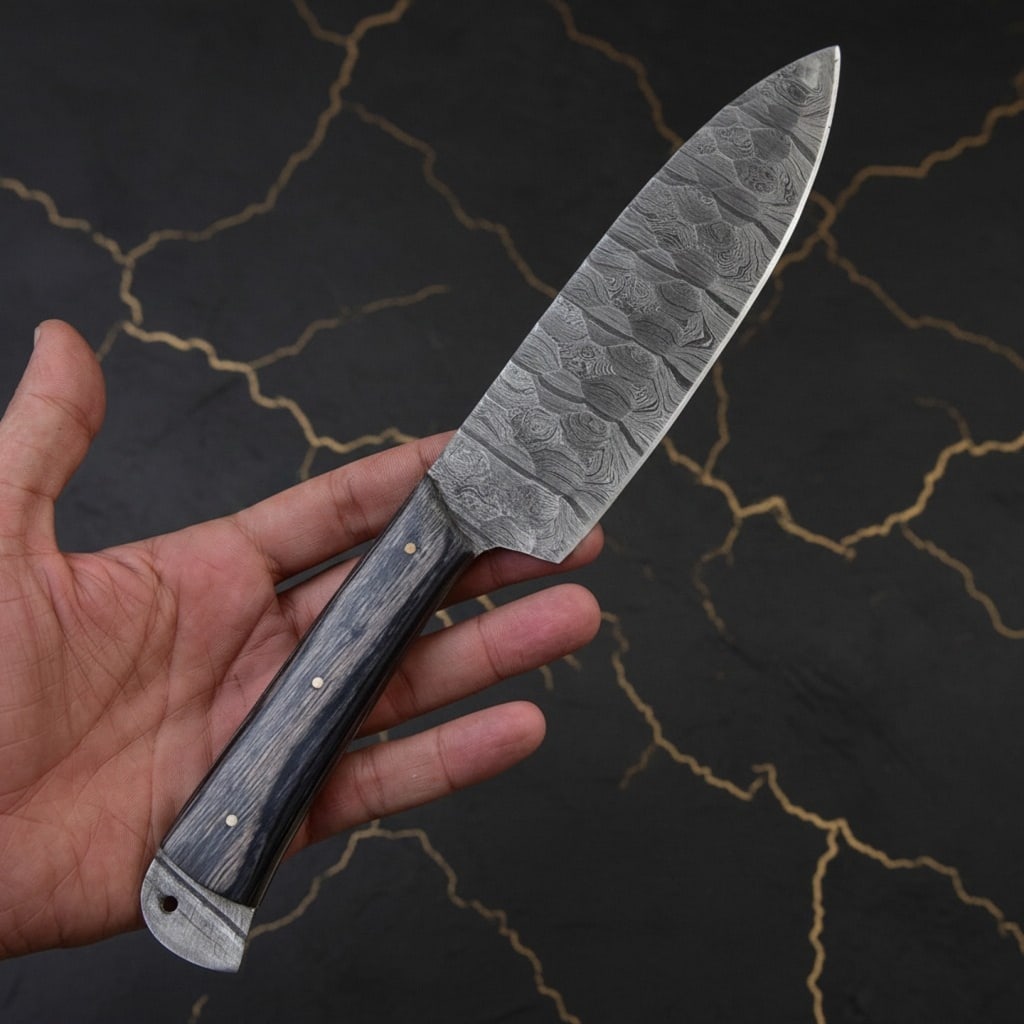 8pc Damascus Steel Kitchen Knife Set Custom Forged Pakkawood Handle Chef Cutlery - 3