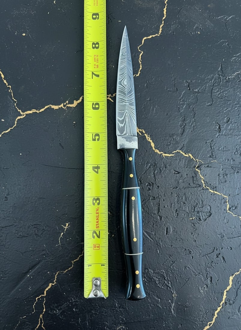 Handmade Damascus Steel Dagger Buffalo Horn Handle w/ Leather Sheath - 5
