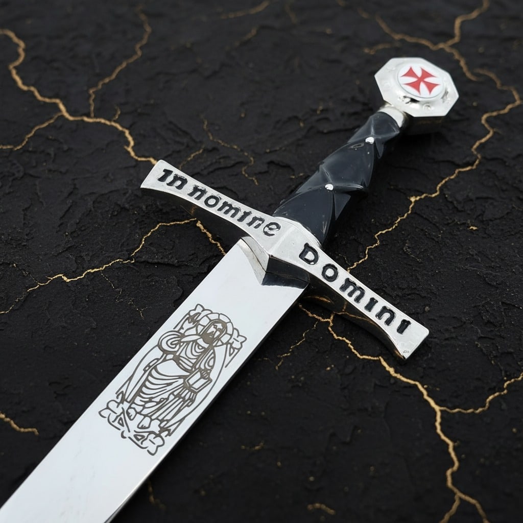Medieval Knight Sword Letter Opener, Zinc Alloy Unsharpened Desk Accessory - 3
