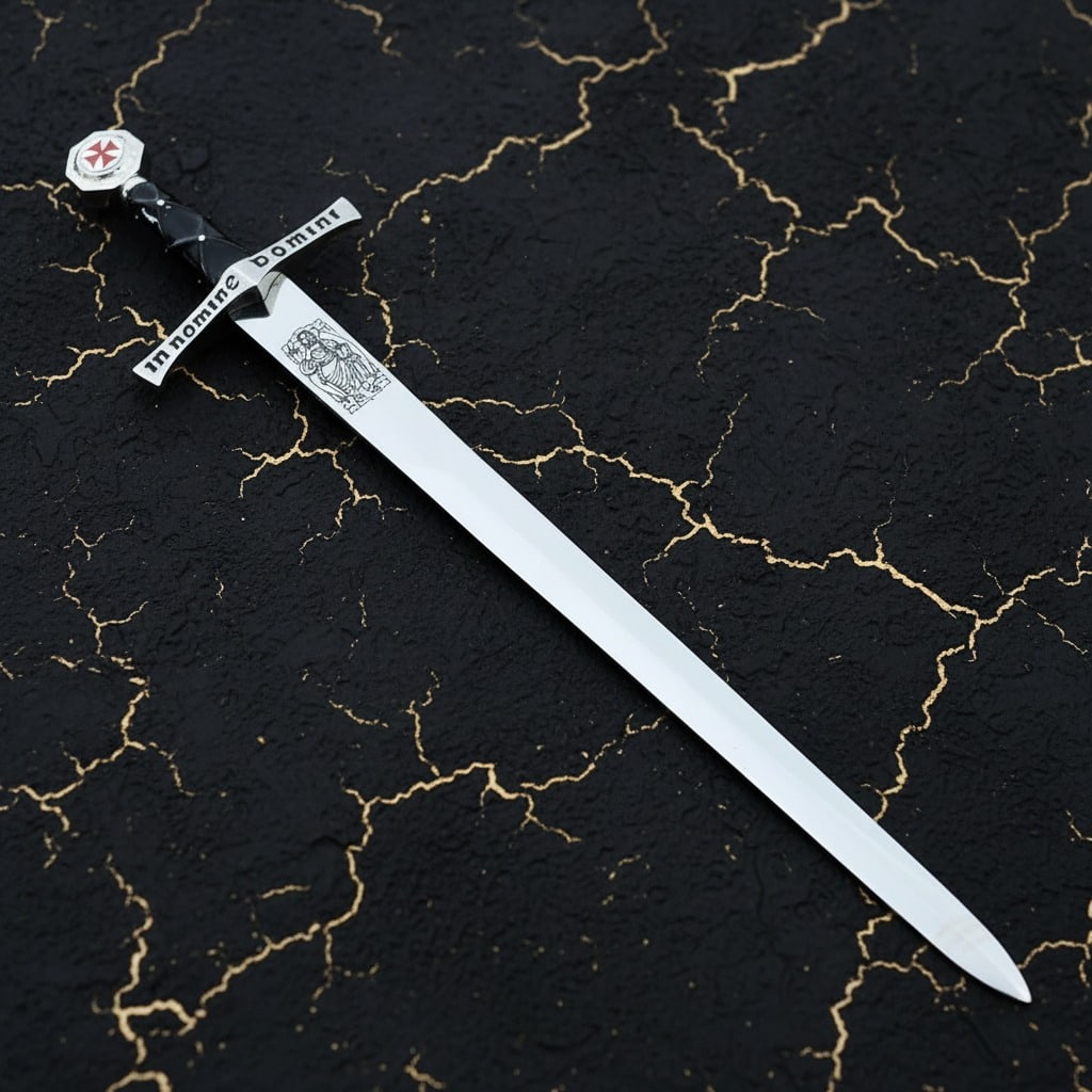 Medieval Knight Sword Letter Opener, Zinc Alloy Unsharpened Desk Accessory - 4
