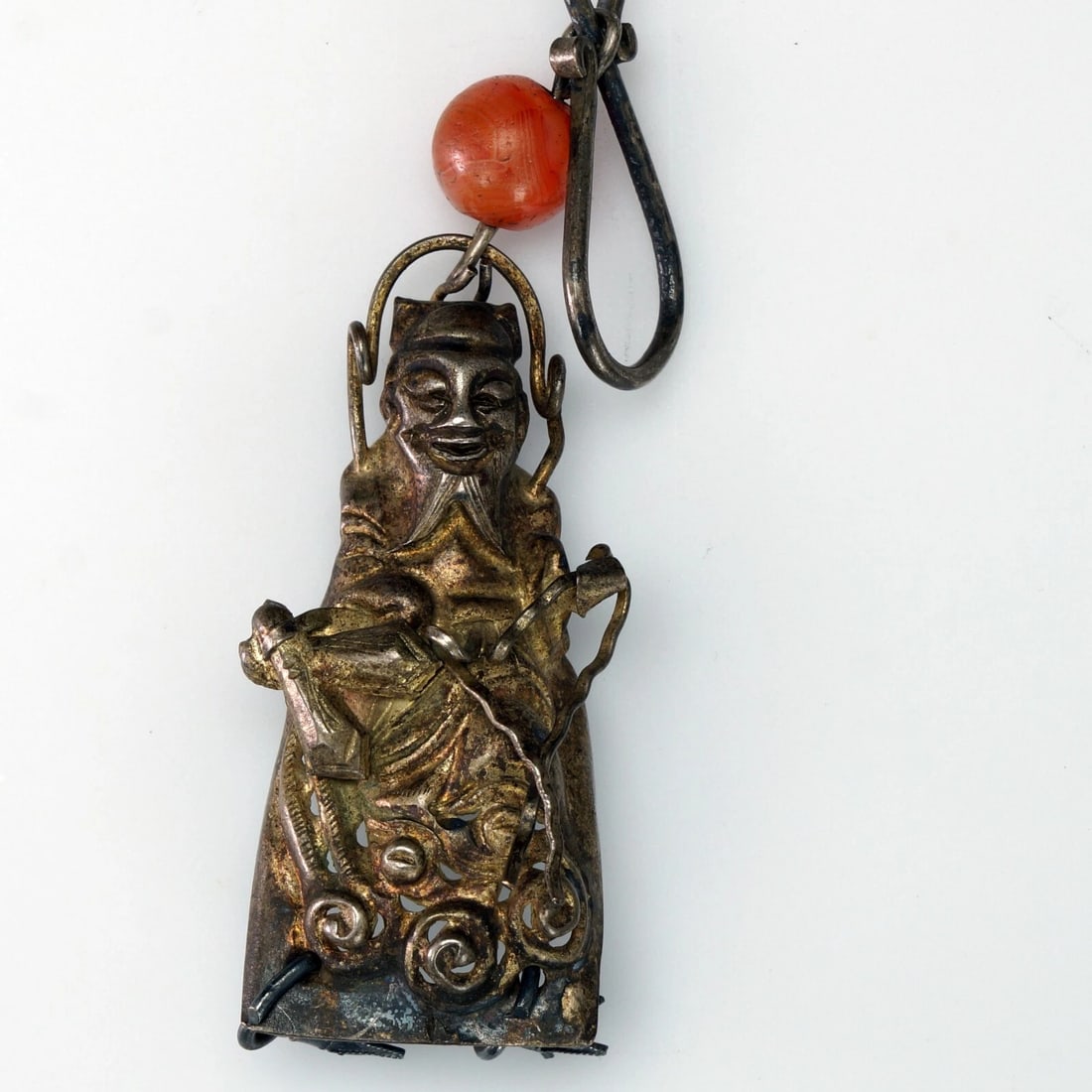 19th C Chinese Silver Carnelian Needle Case - 7