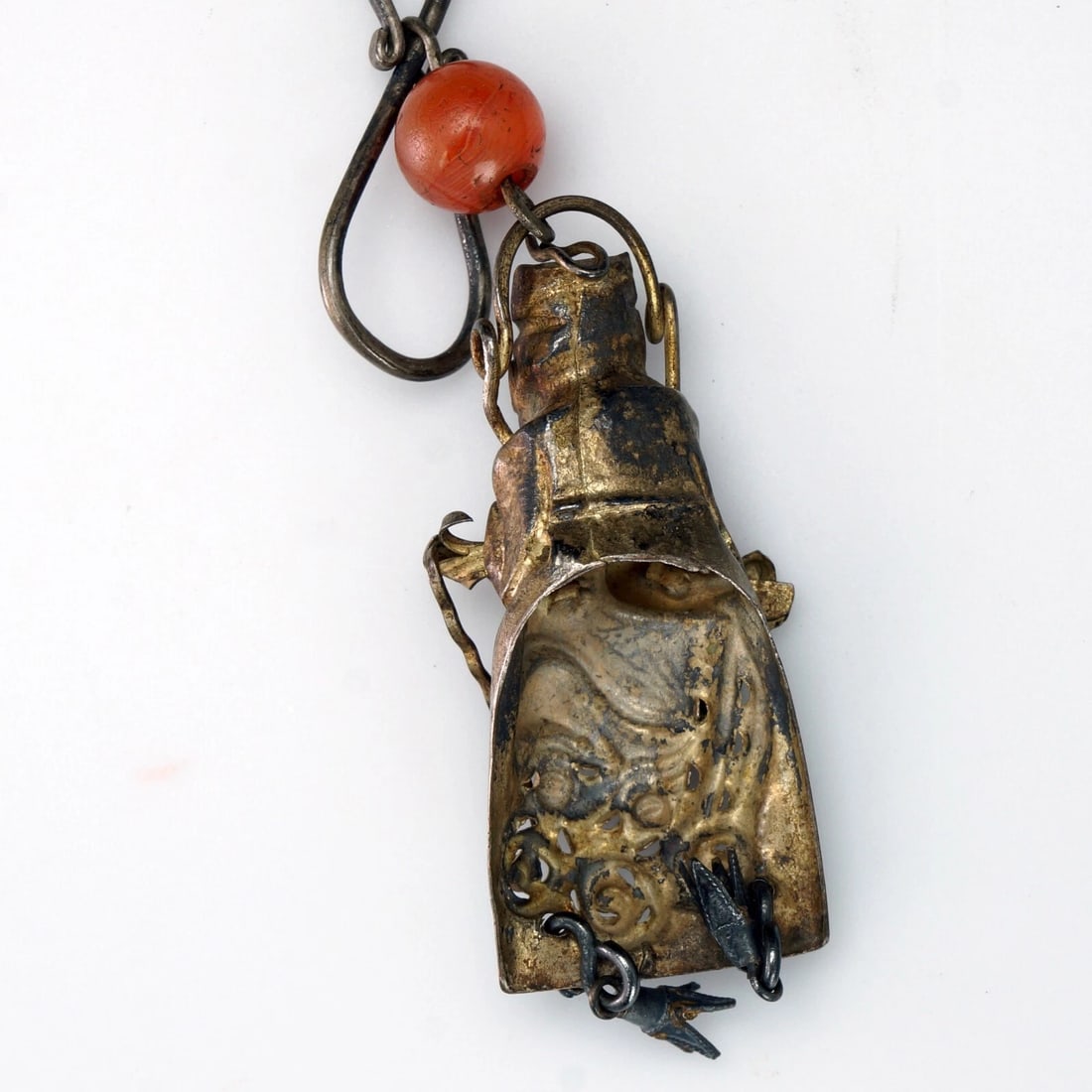 19th C Chinese Silver Carnelian Needle Case - 8