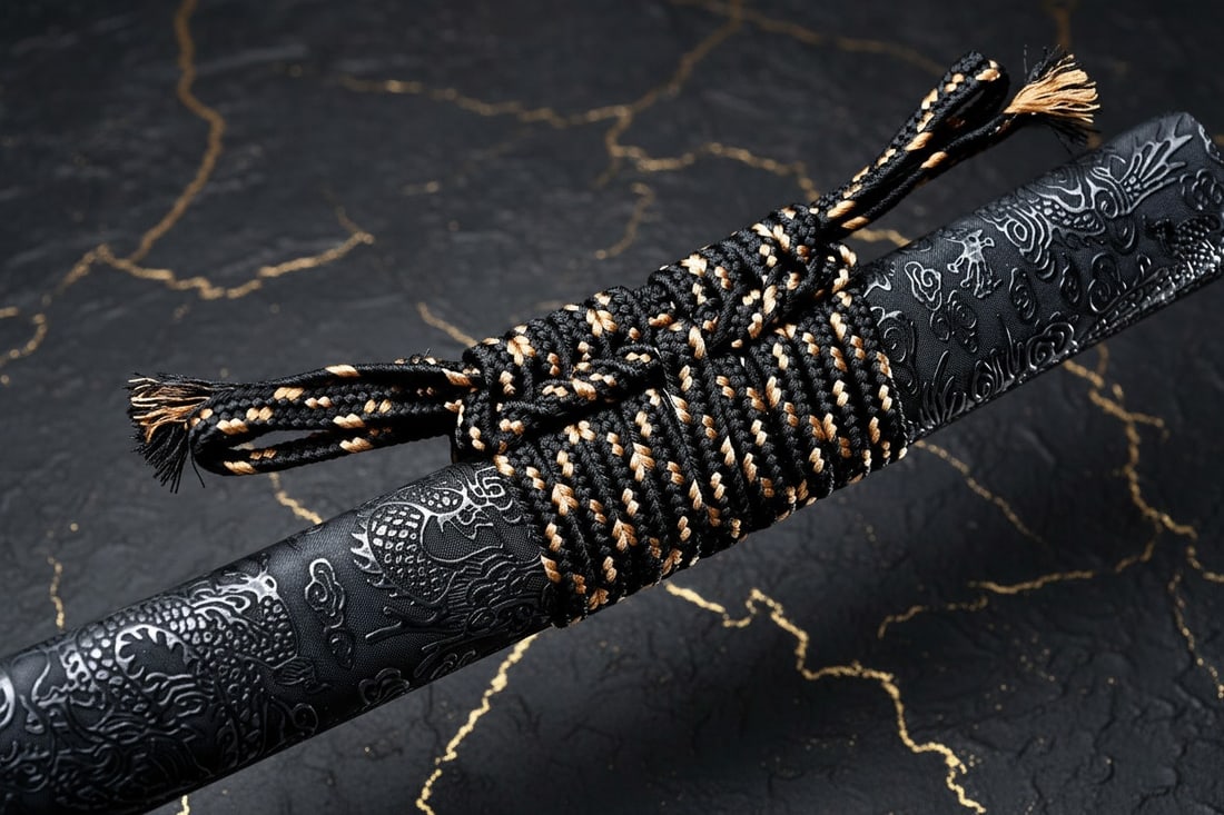 Hand-Forged 1095 Damascus Steel Samurai Katana Folded Blade Dragon Motif - 3
