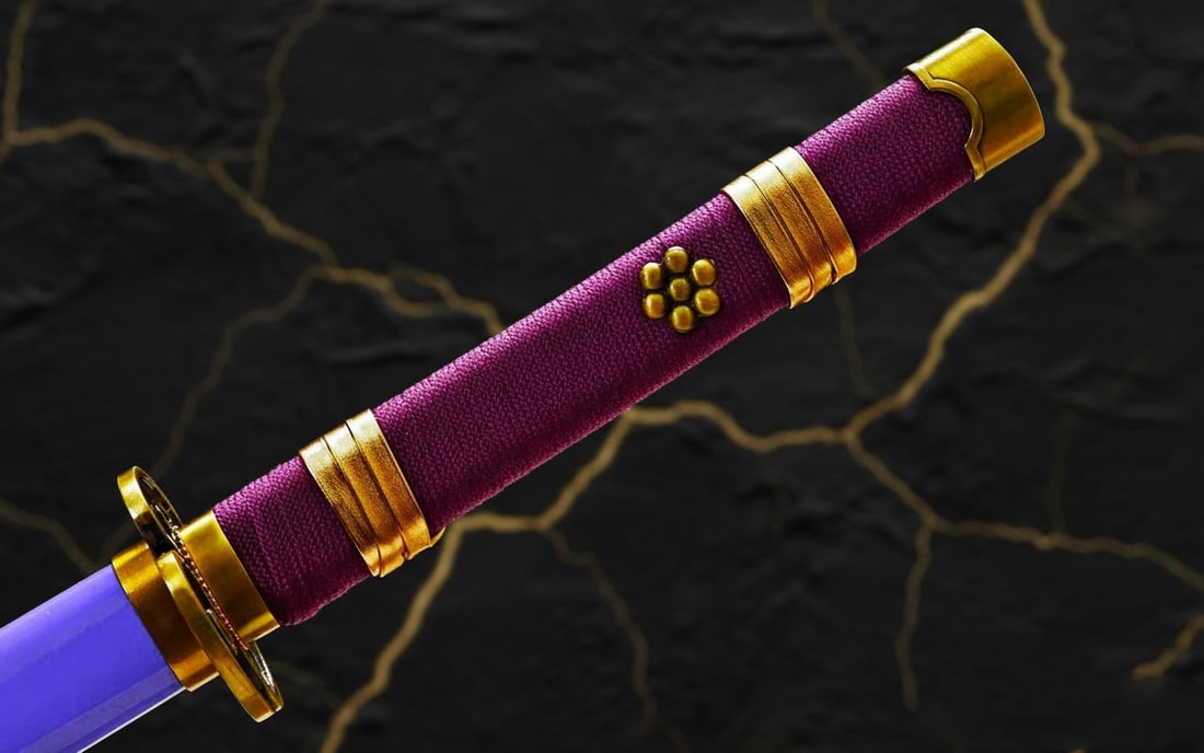 Handmade Carbon Steel Samurai Katana Anime Style Sharp Japanese Sword Purple - 4