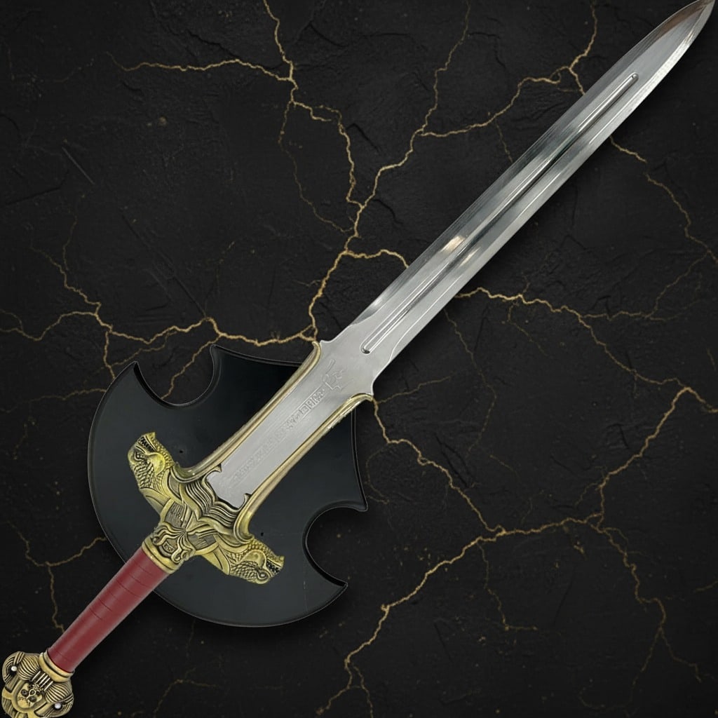 Engraved Hyborian Fantasy Sword with Wall Display Plaque - 3