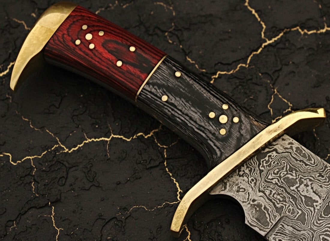 Damascus Steel Bowie Knife Fixed Blade Hunting Tool Frost Wood Handle 10" - 4