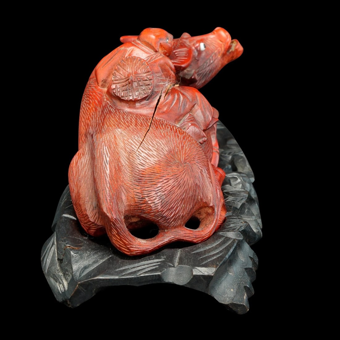 Pair 1950s Hong Kong Carved Buffalo Figures - 5