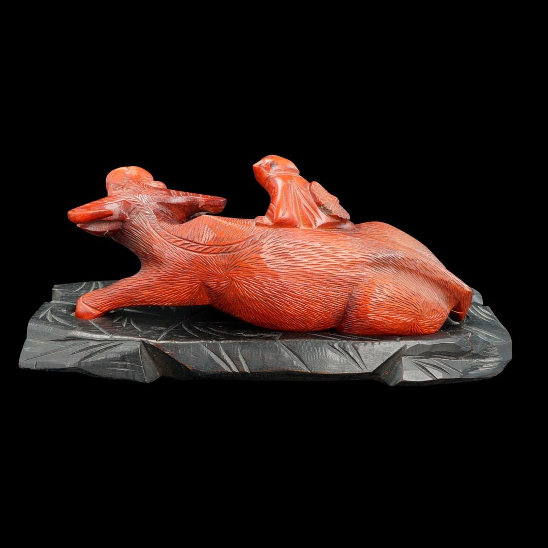 Pair 1950s Hong Kong Carved Buffalo Figures - 6
