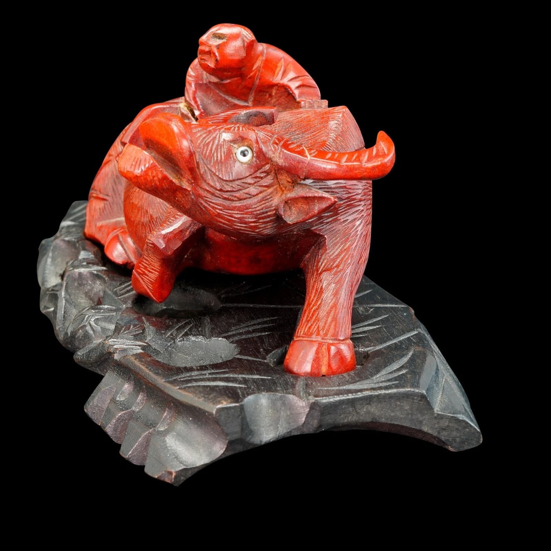 Pair 1950s Hong Kong Carved Buffalo Figures - 7