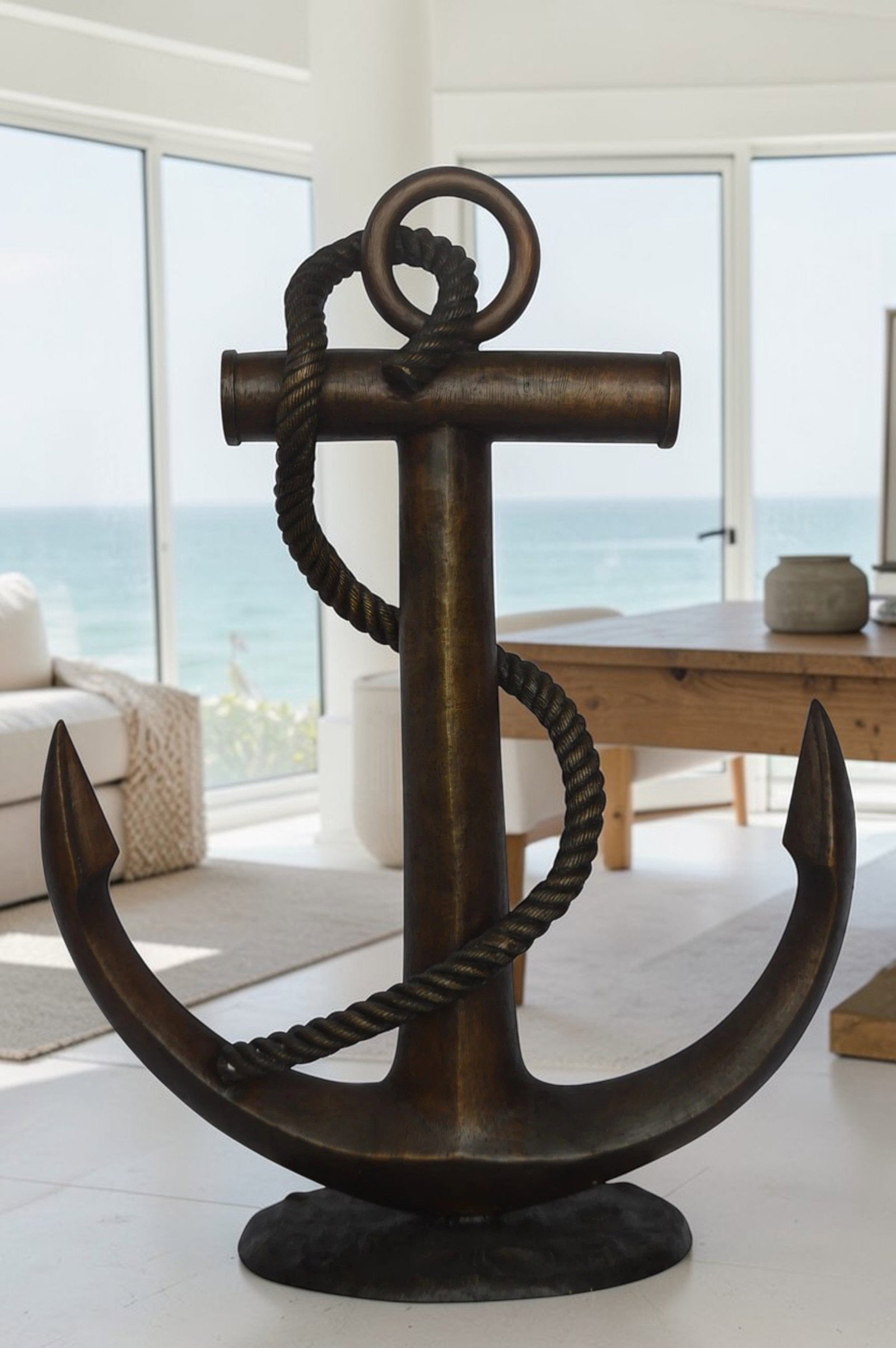 Anchor bronze statue - Size: 28"L x 11"W x 36"H. - 2
