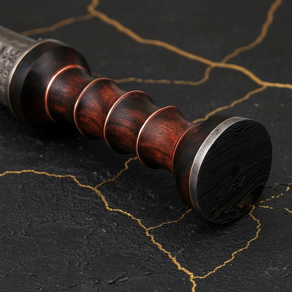 Handcrafted Damascus Steel Gladiator Dagger Cocobolo Wood Handle Short Sword - 3