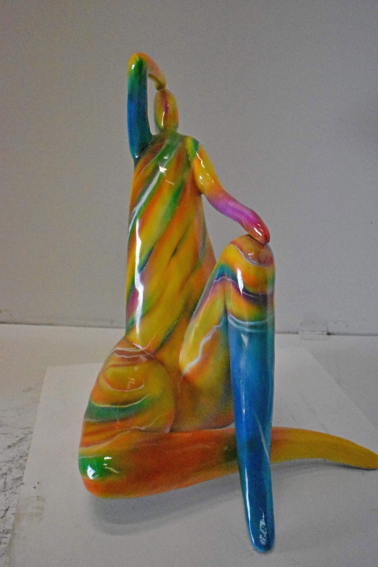 Modern Lady Touching her Head Bronze Statue - Size: 28"L x 23"W x 29"H. - 4