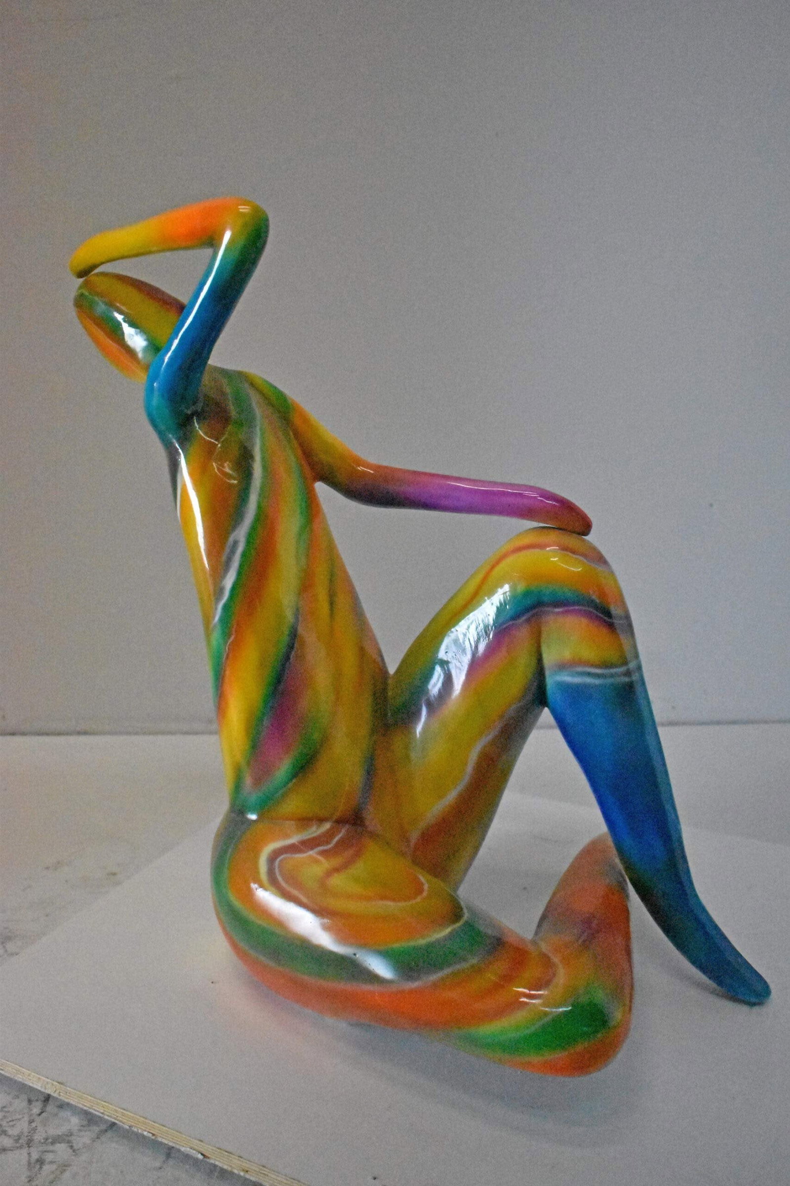 Modern Lady Touching her Head Bronze Statue - Size: 28"L x 23"W x 29"H. - 6