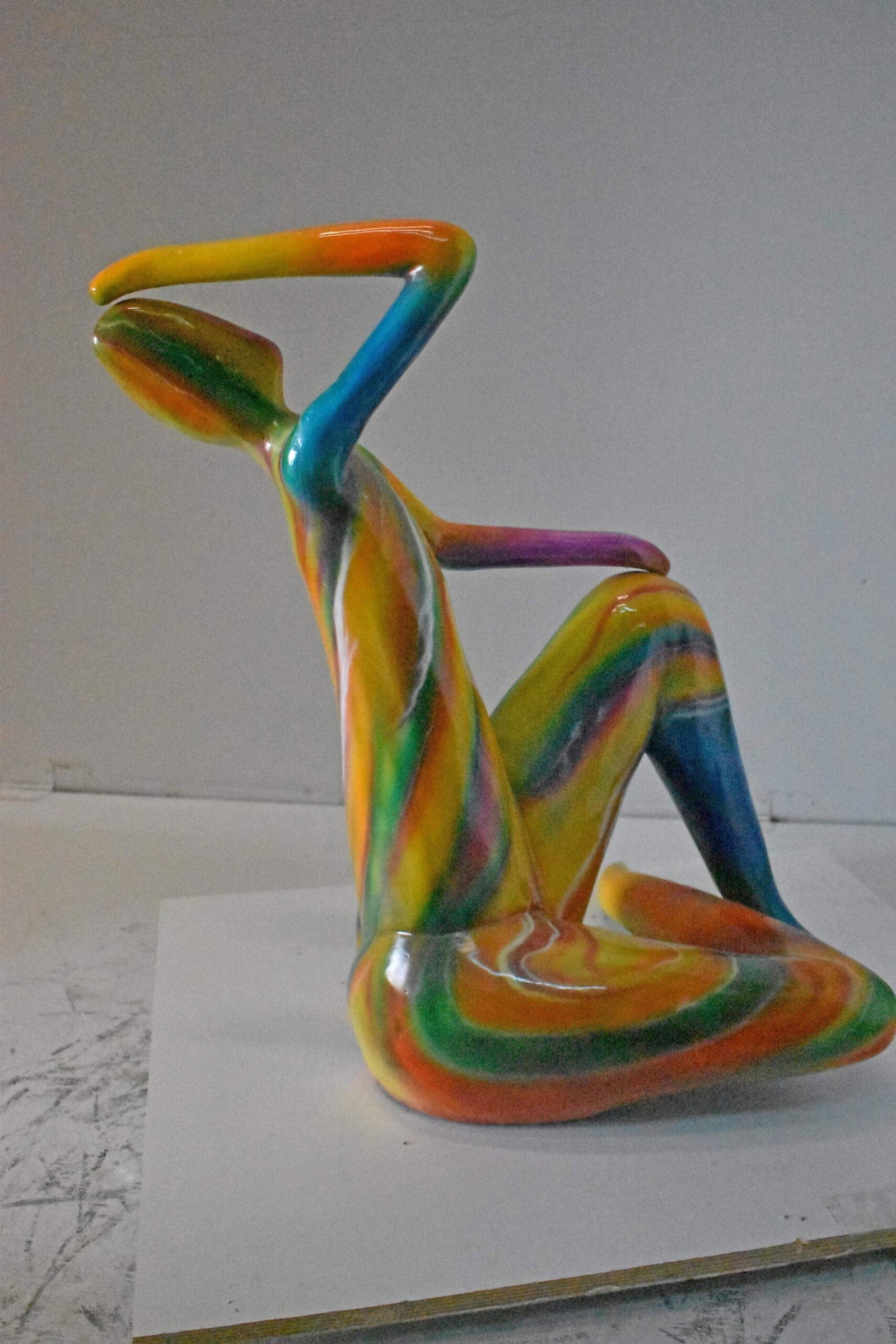 Modern Lady Touching her Head Bronze Statue - Size: 28"L x 23"W x 29"H. - 7