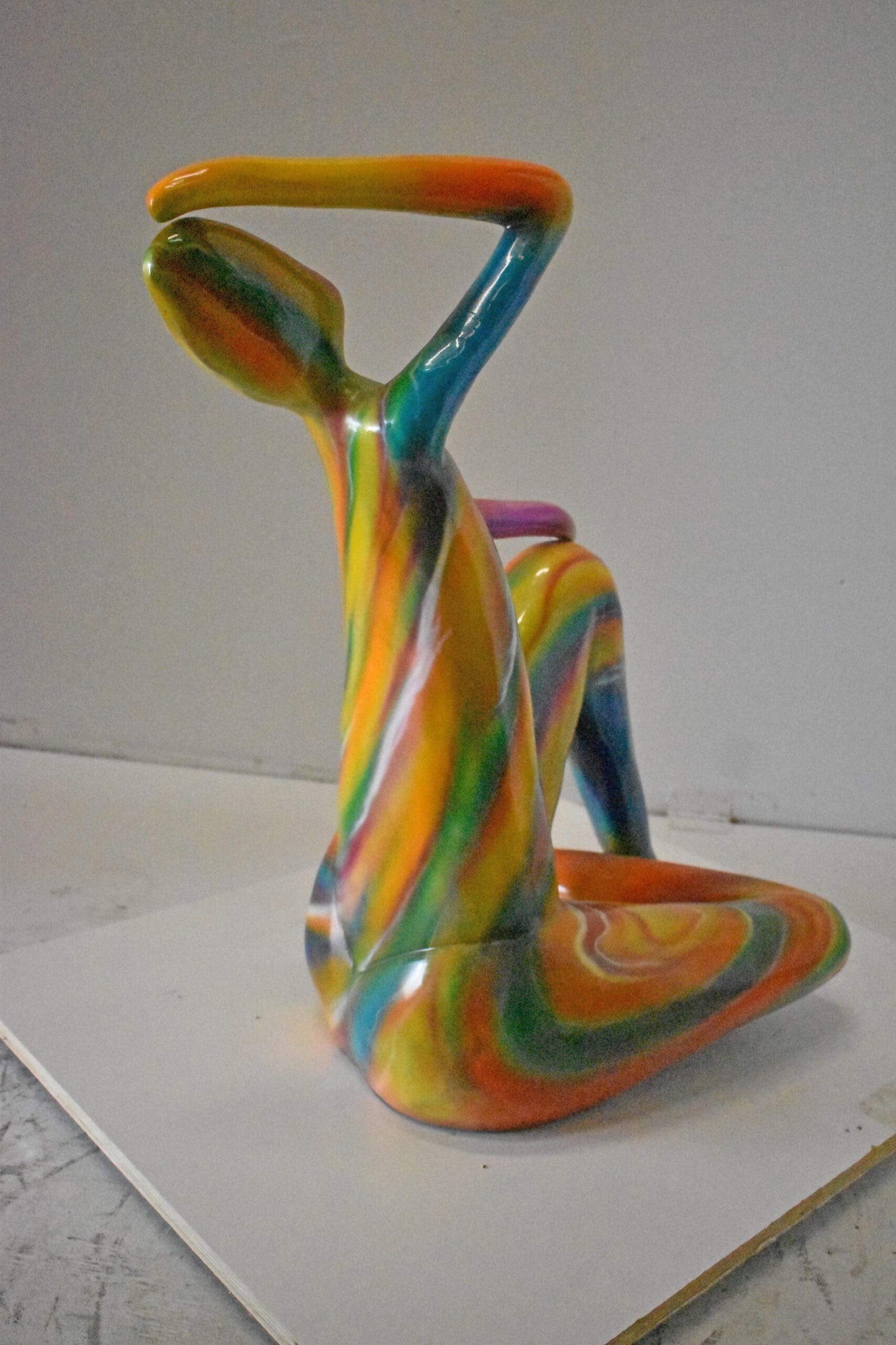 Modern Lady Touching her Head Bronze Statue - Size: 28"L x 23"W x 29"H. - 8