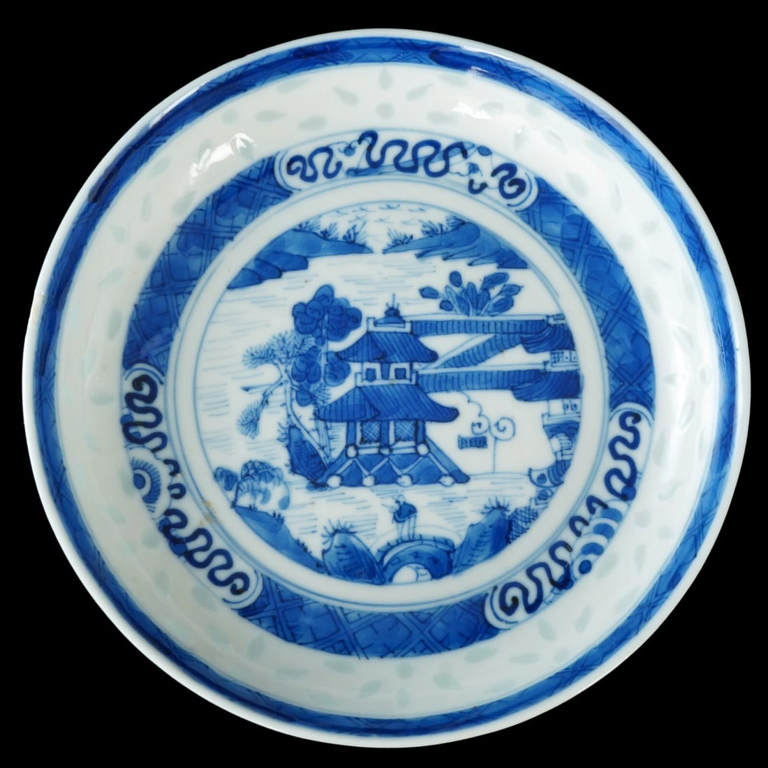 Three Chinese Rice Pattern Dishes Circa 1900 - 3