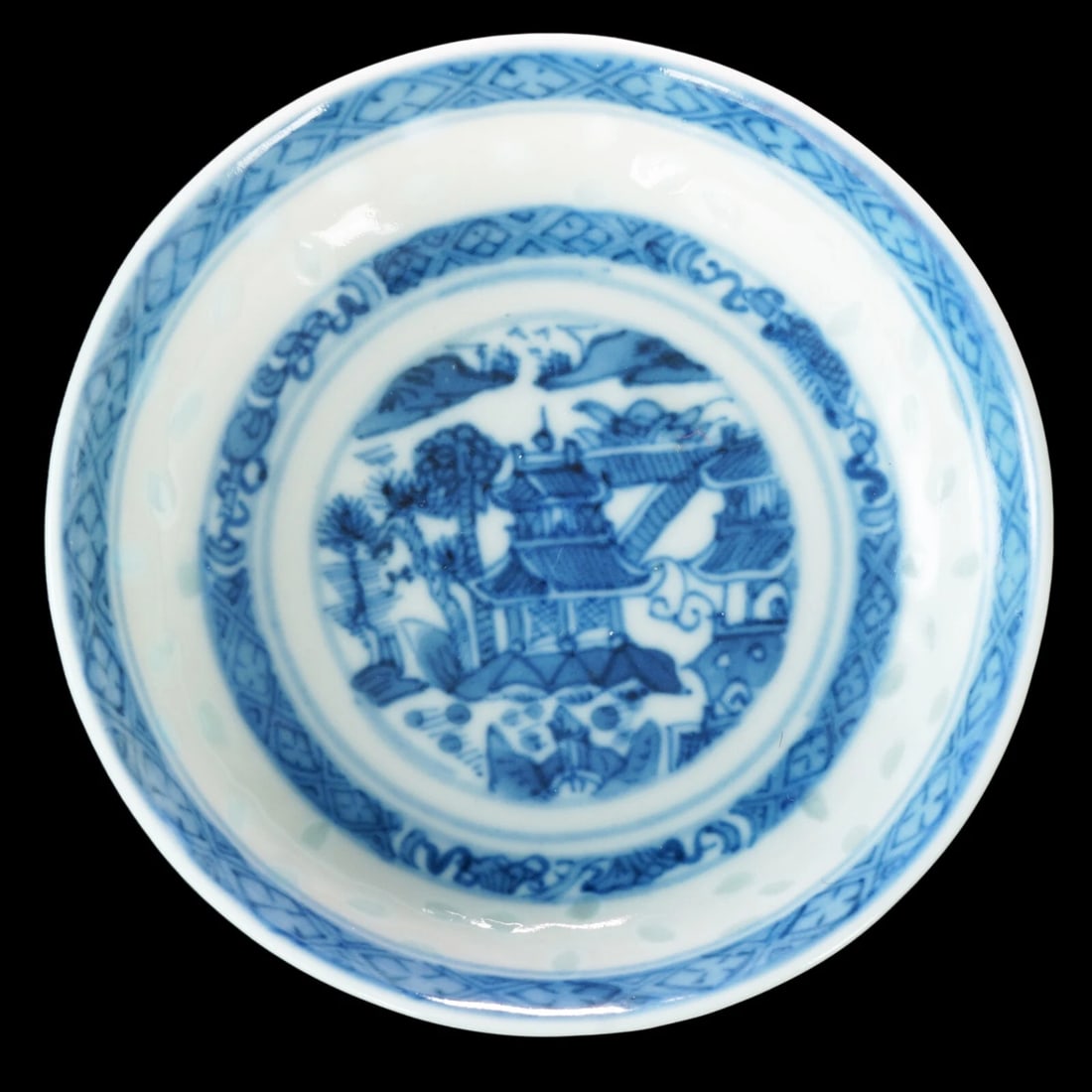 Three Chinese Rice Pattern Dishes Circa 1900 - 7
