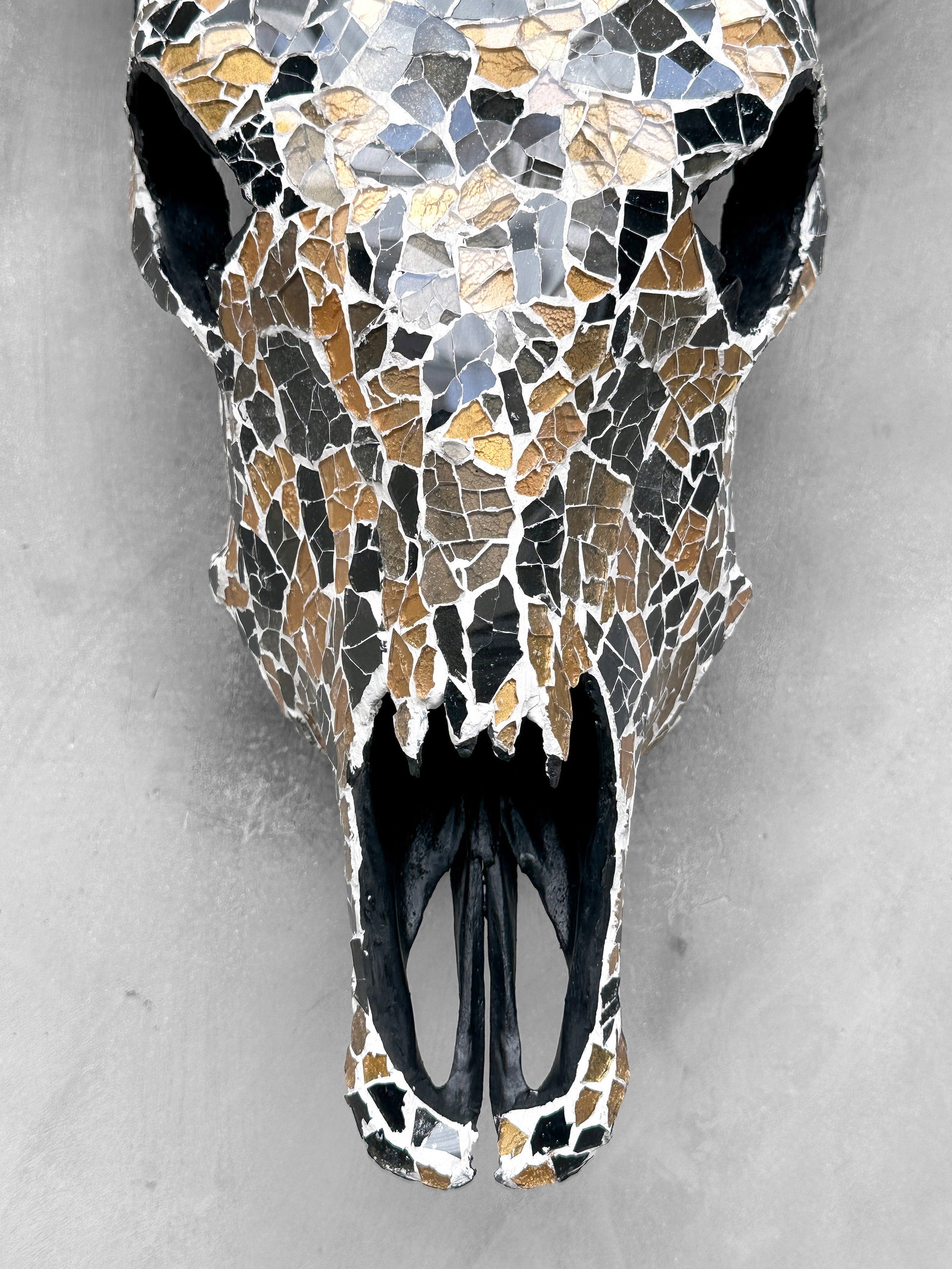 Striking cow skull with glass mozaic inlay - 4