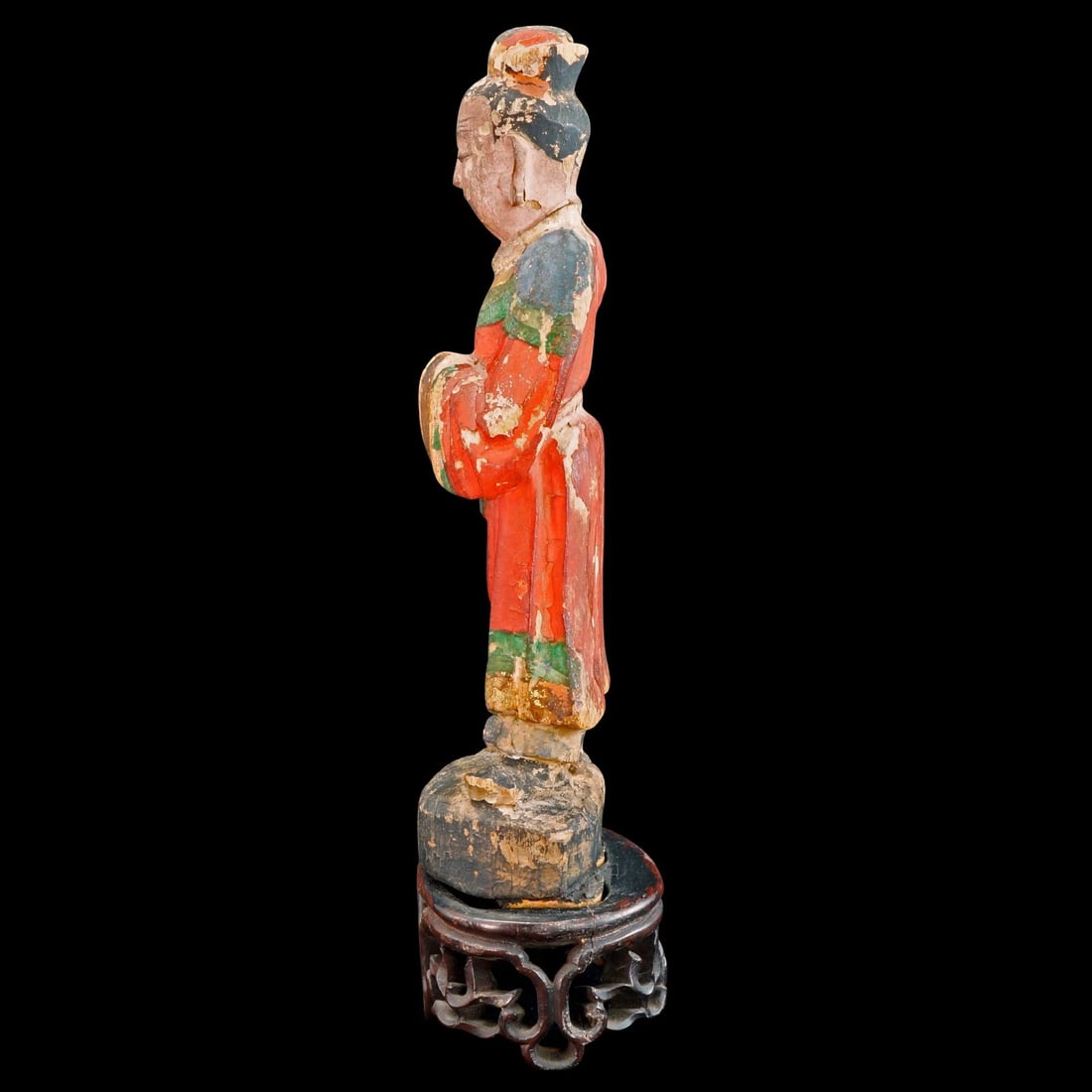 Chinese Carved Wood Altar God Poss. Ming - 3