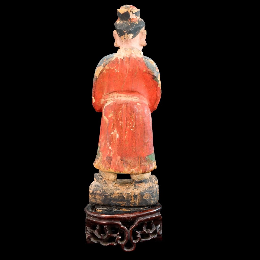 Chinese Carved Wood Altar God Poss. Ming - 4