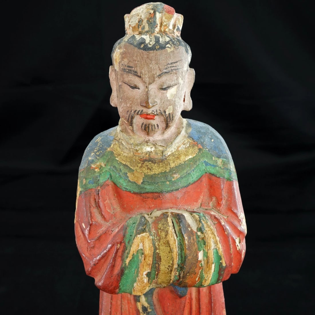 Chinese Carved Wood Altar God Poss. Ming - 6