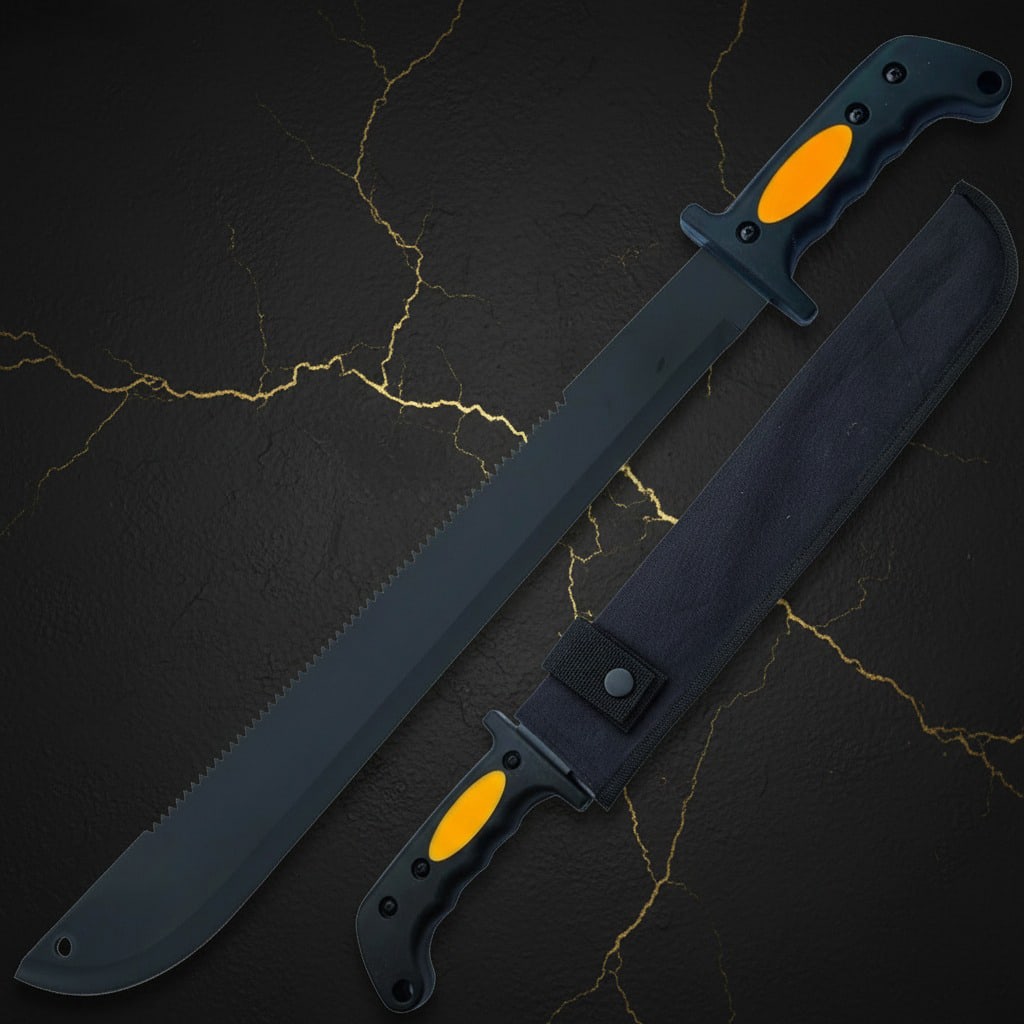 23.5" Full Tang Combat Machete Tactical Fixed Blade Survival Knife Black - 2