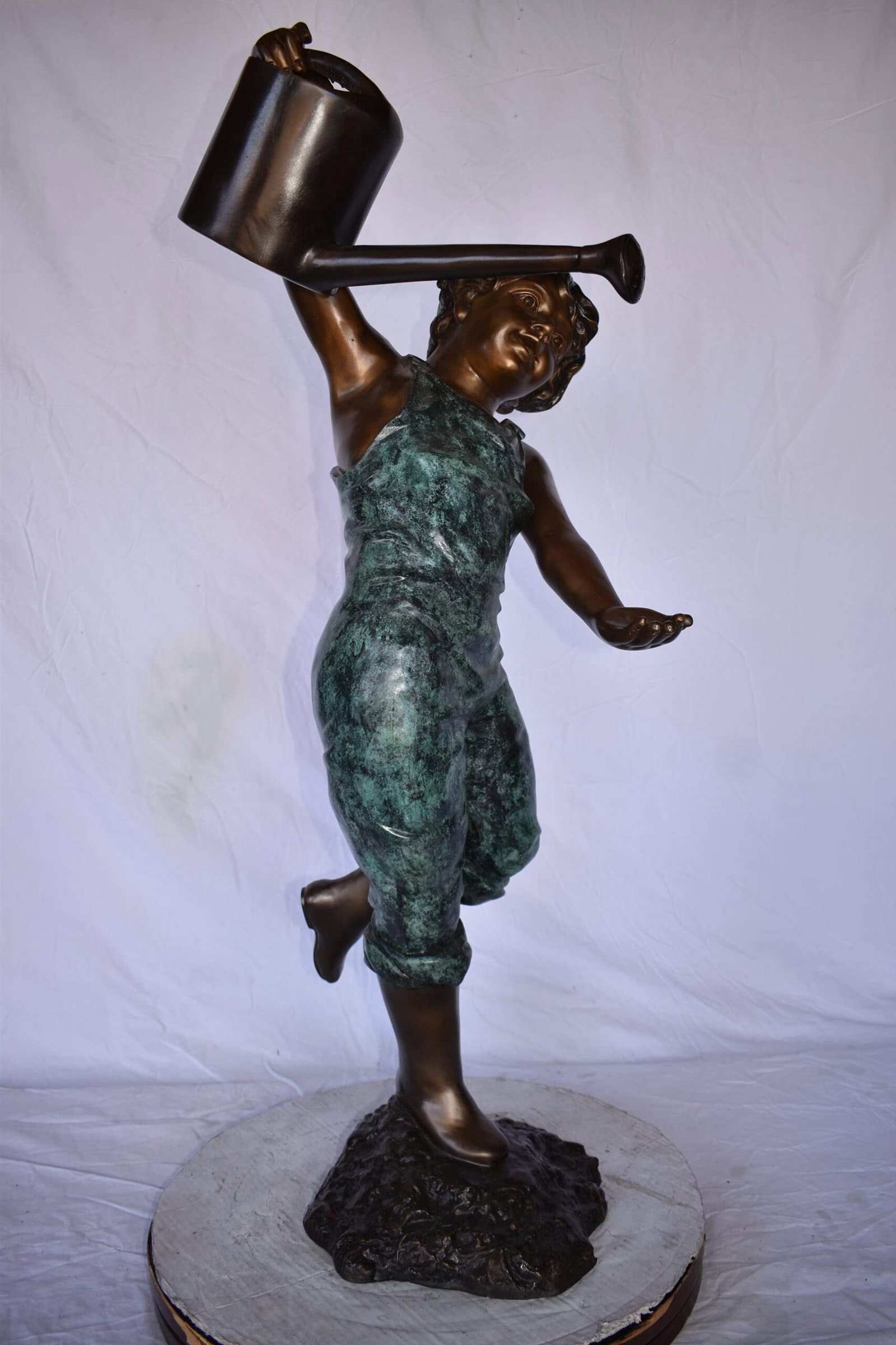 Standing Boy with Watering Can Bronze Statue Fountain - Size: 24" x 22" x 48"H. - 6