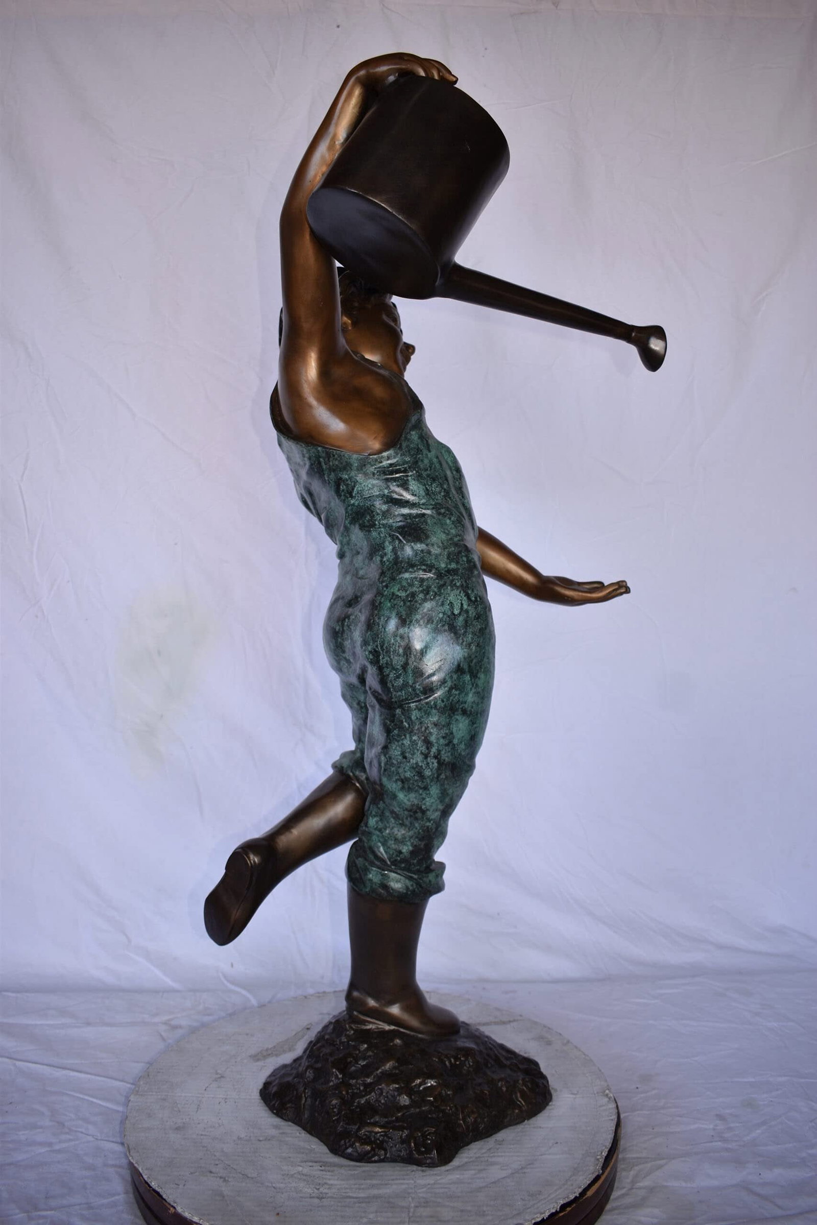 Standing Boy with Watering Can Bronze Statue Fountain - Size: 24" x 22" x 48"H. - 7
