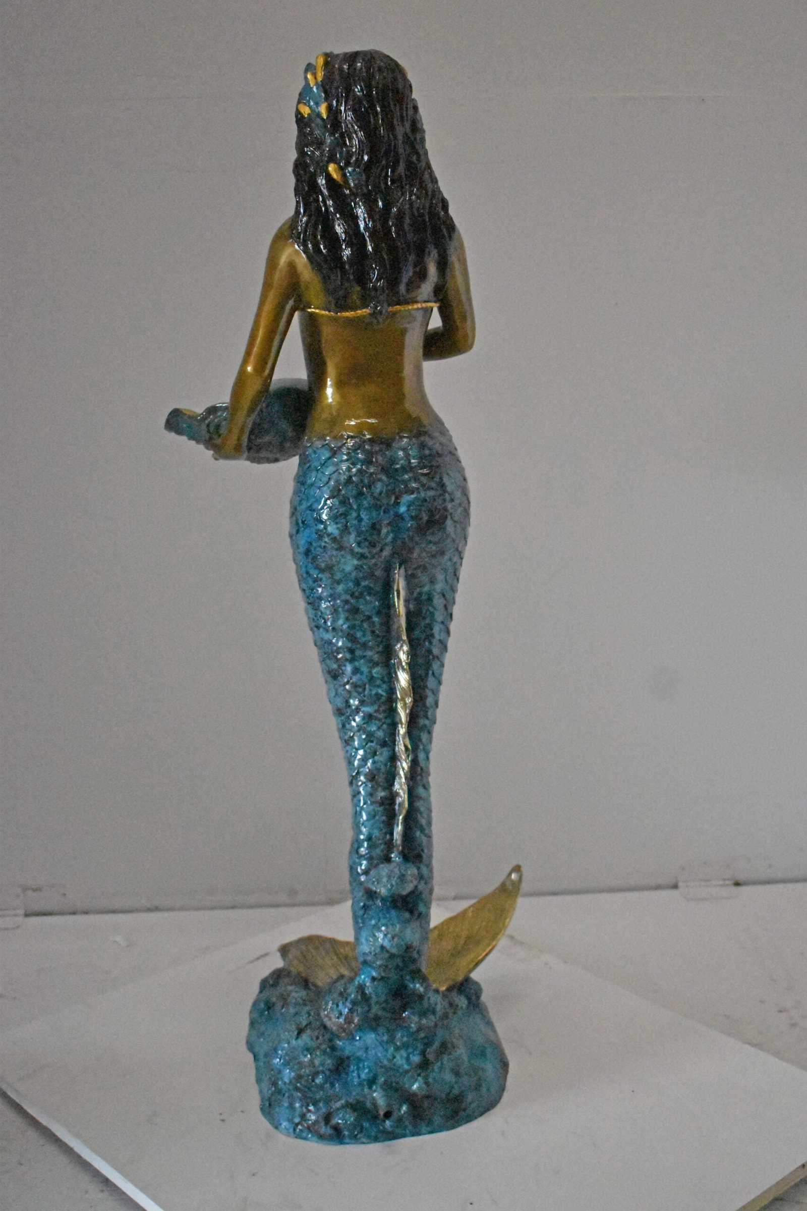 Mermaid Holding a Shell Bronze Fountain Color Finish - Size: 18" x 19" x 46"H. - 7