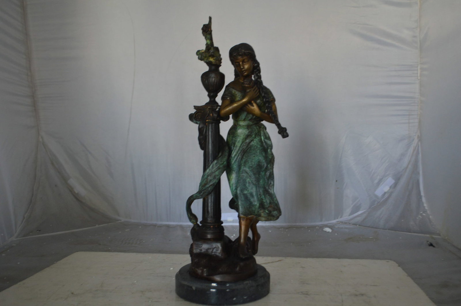 Les Amenes Beautiful Girl Bronze Statue - Size: 9"L x 8"W x 27"H. - 2