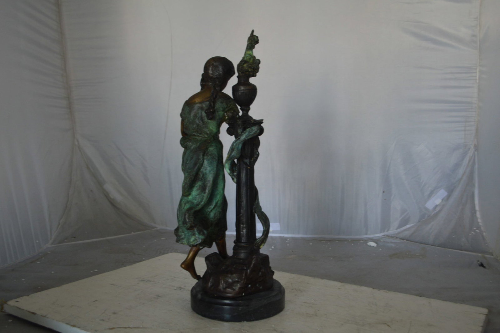 Les Amenes Beautiful Girl Bronze Statue - Size: 9"L x 8"W x 27"H. - 7