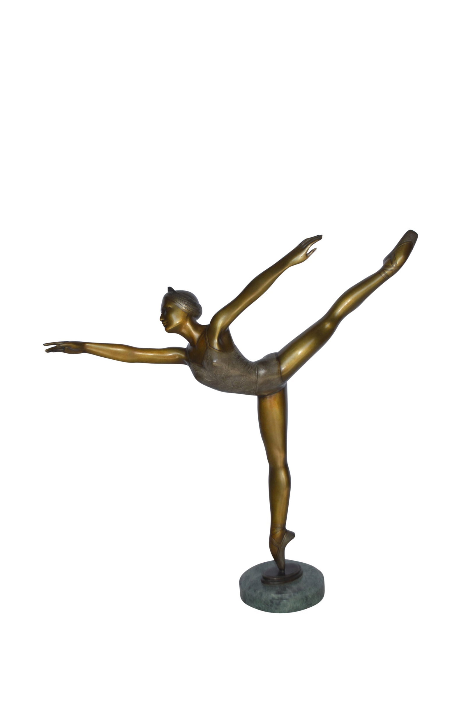 Ballerina Dancing in Action Bronze Statue - Size: 25"L x 8"W x 29"H. - 2