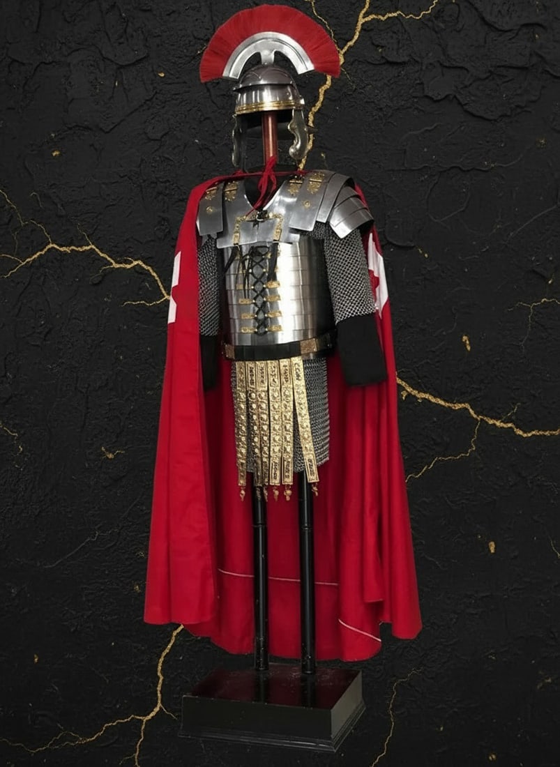 Ancient Roman Lorica Segmentata Armor Set with Cingulum Belt and Centurion Helm - 5