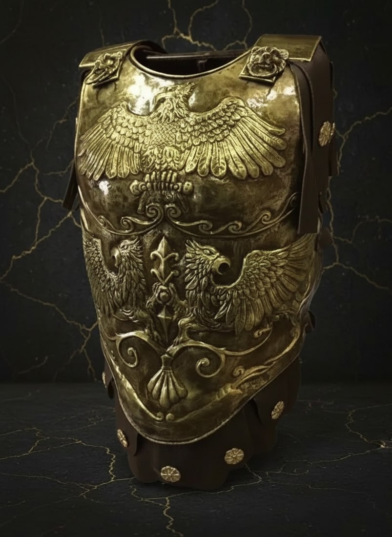 Authentic Roman Chestplate and Helmet Set 18G Brass Medieval Reenactment Armor - 4