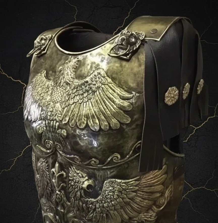 Authentic Roman Chestplate and Helmet Set 18G Brass Medieval Reenactment Armor - 5