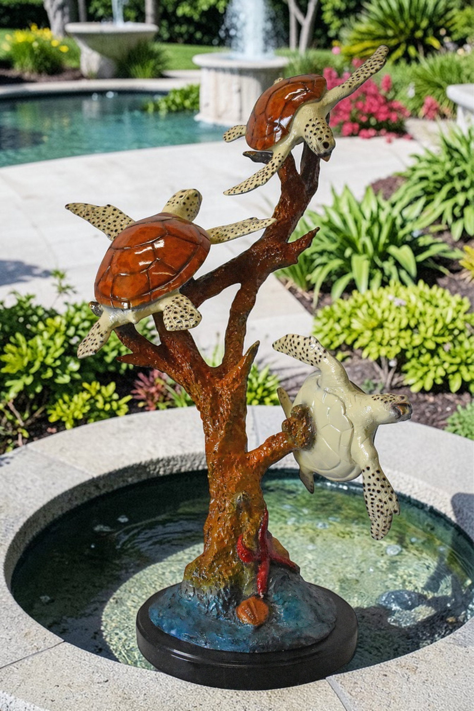 Three Turtles Bronze Statue on Marble Base – Lost Wax Ocean-Inspired Sculpture with Patina Finish - 3