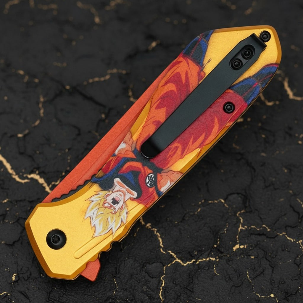 Folding Anime Warrior Spring Assisted Tactical Pocket Knife Orange - 4