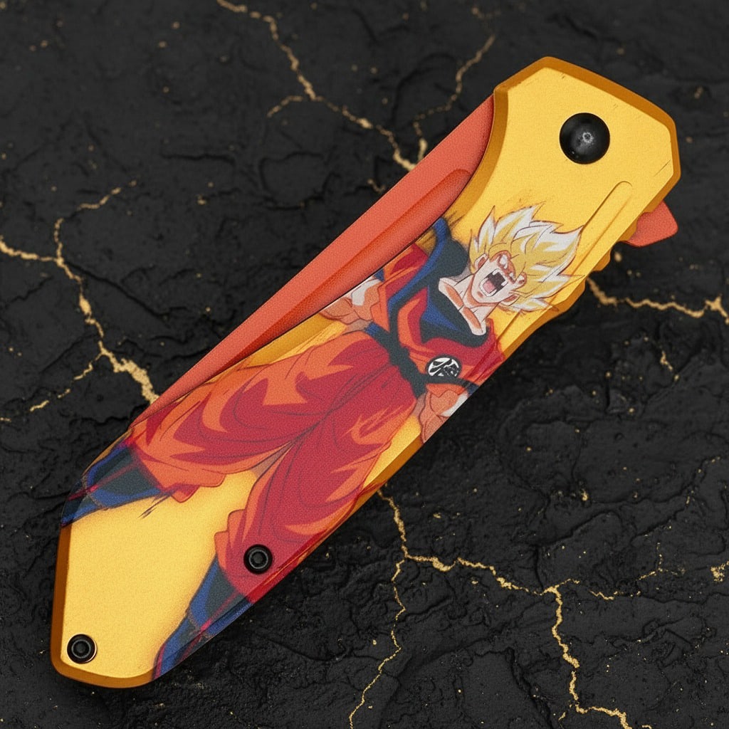 Folding Anime Warrior Spring Assisted Tactical Pocket Knife Orange - 6