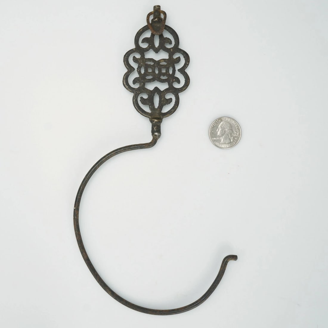 19th C Chinese Qing Bronze and Iron Pot Hook - 3