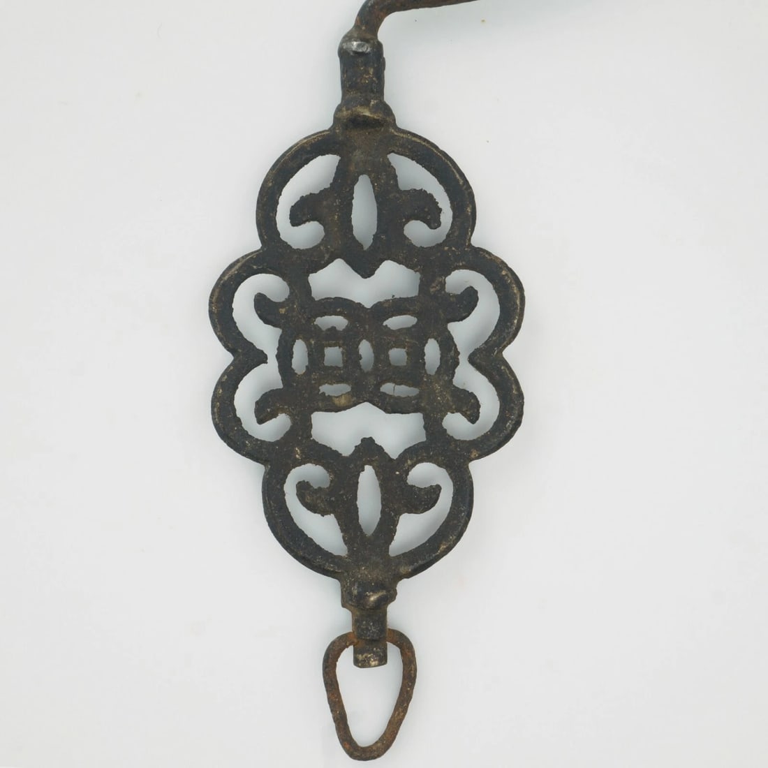 19th C Chinese Qing Bronze and Iron Pot Hook - 4