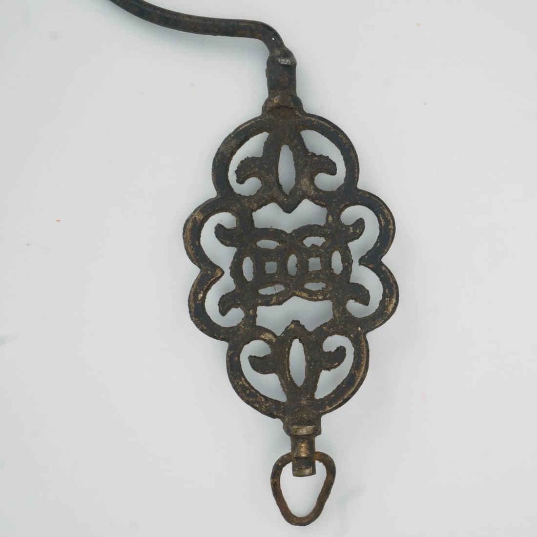 19th C Chinese Qing Bronze and Iron Pot Hook - 5