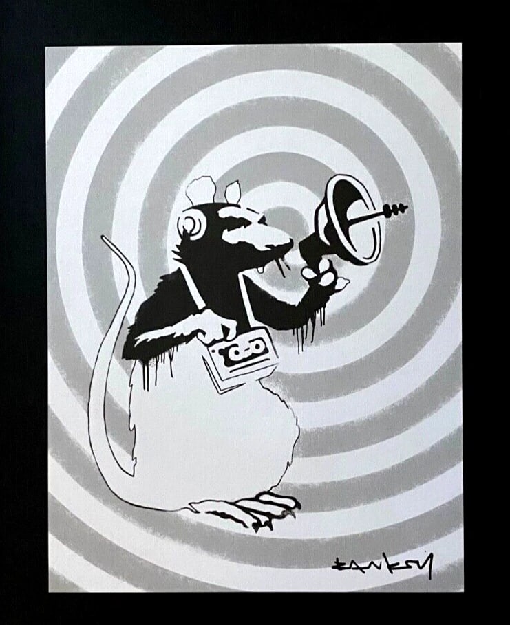 BANKSY + SIGNED GRAFFITI PRINT " THE RAT " + NEW FRAME - 2
